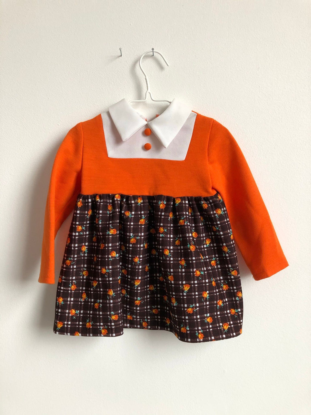 Vintage Orange Dress Age 12-18 Months