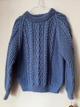Load image into Gallery viewer, Aran Hand Knitted Jumper - Cornflower Blue 6-7 years
