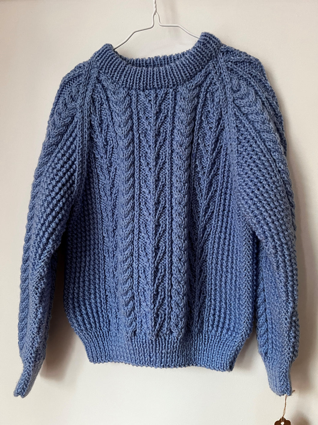 Aran Hand Knitted Jumper - Cornflower Blue 6-7 years
