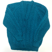 Load image into Gallery viewer, Aran Hand Knitted Cardigan - Teal Age 4-6 years
