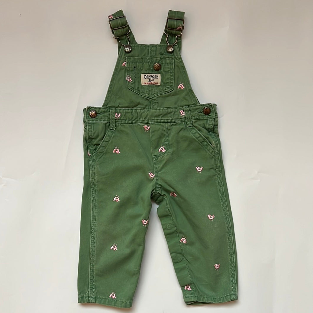 Osh Kosh green Dungarees with bird detail Age 12 Months