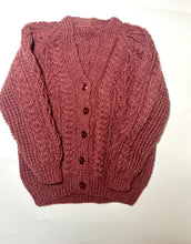 Load image into Gallery viewer, Aran Hand Knitted Cardigan - Wine Age 4-6 years
