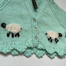 Load image into Gallery viewer, Hand Knit Mint Green Sheep Cardigan 9-12 months
