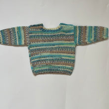 Load image into Gallery viewer, Hand Knit Blue Fleck Cardigan and Hat 0-3 months
