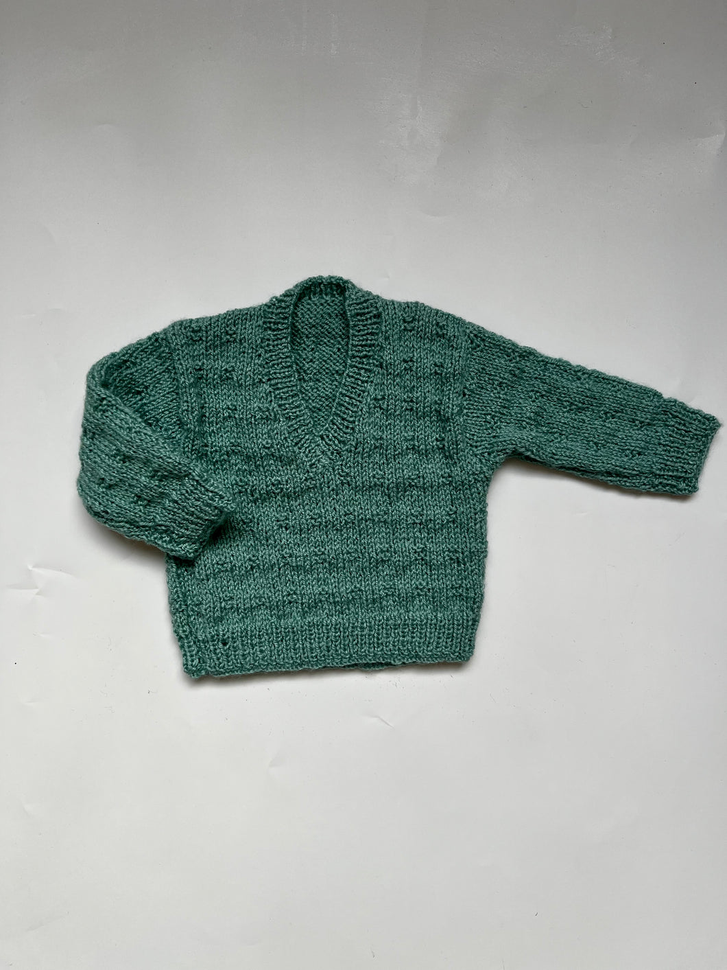 Sale: Hand Knit Green Jumper 0-3 Months