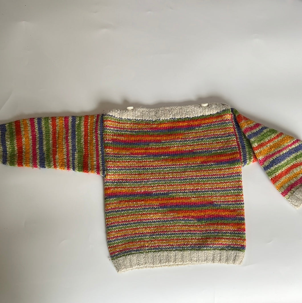 Hand Knit Rainbow Jumper Square Neck 6-9 Months