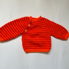 Load image into Gallery viewer, Hand Knit Orange and Red Jumper and Romper Set Newborn
