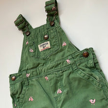 Load image into Gallery viewer, Osh Kosh green Dungarees with bird detail Age 12 Months
