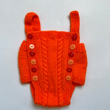 Load image into Gallery viewer, Hand Knit Orange and Red Jumper and Romper Set Newborn
