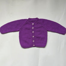 Load image into Gallery viewer, Hand Knit Bright Purple Cardigan 6-9 Months
