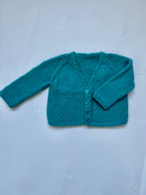 Load image into Gallery viewer, Hand Knit Teal Cardigan 3-6 months
