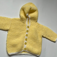 Load image into Gallery viewer, Hand Knit Hooded Lemon Cardigan 6-9 months
