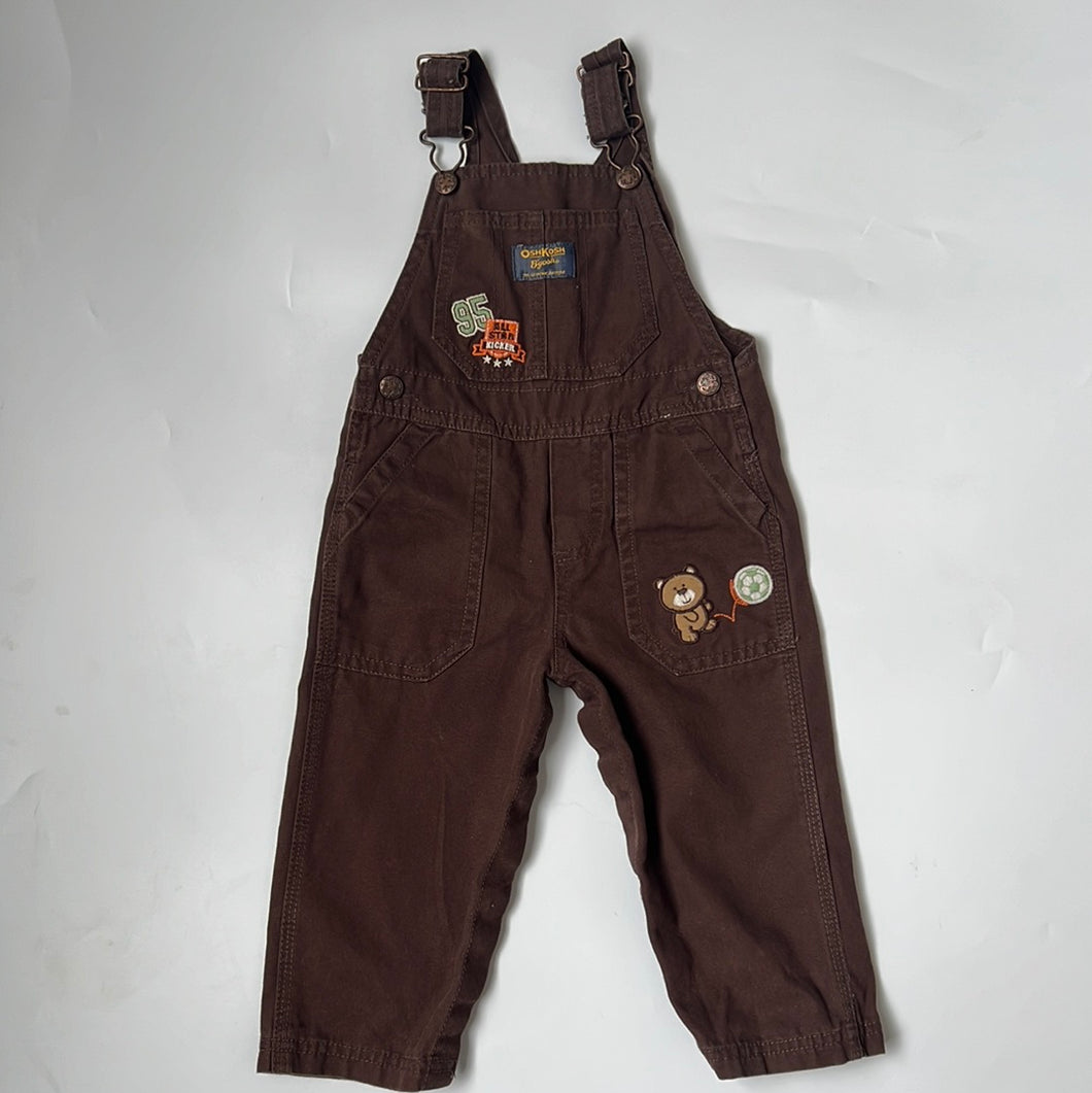 Osh Kosh Brown Dungarees with Patch Detail Age 18 months