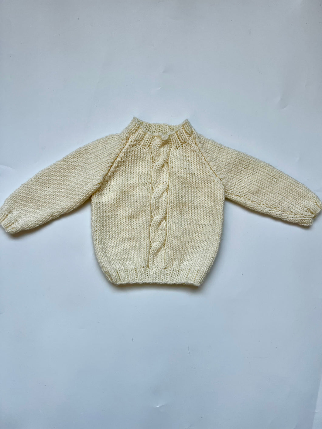 Hand Knit Cute Cream Jumper With Cable Detail Newborn