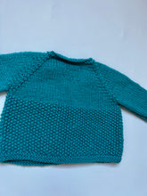 Load image into Gallery viewer, Hand Knit Teal Cardigan 3-6 months
