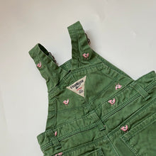 Load image into Gallery viewer, Osh Kosh green Dungarees with bird detail Age 12 Months
