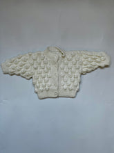 Load image into Gallery viewer, Hand Knit White Bobble Cardigan 0-3 Months
