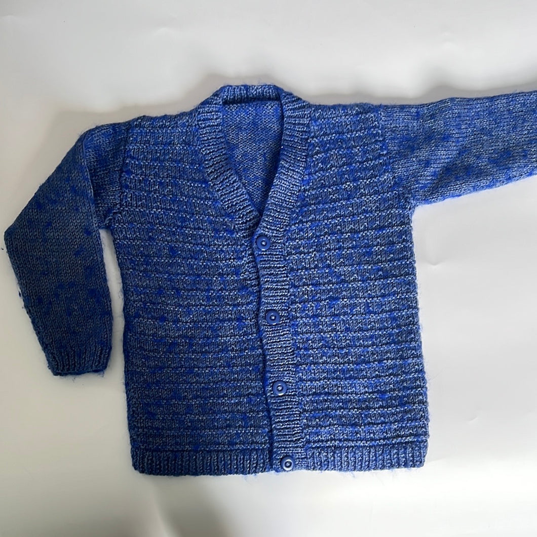 Sale: Hand Knit Blue Cardigan Age 2-3