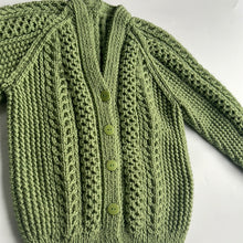 Load image into Gallery viewer, Aran Hand Knitted Cardigan - Green Age 4-6 years
