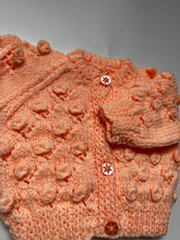 Load image into Gallery viewer, Hand Knit Peach Bobble Cardigan 0-3 months
