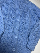 Load image into Gallery viewer, Aran Hand Knitted Cardigan - Cornflower Blue Age 4-6 years
