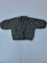 Load image into Gallery viewer, Hand Knit Grey Fleck Cardigan Newborn
