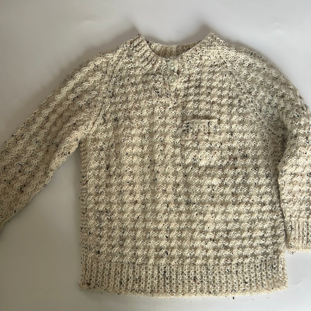 Hand Knit Cream Flecked Buttoned Jumper Aged 2