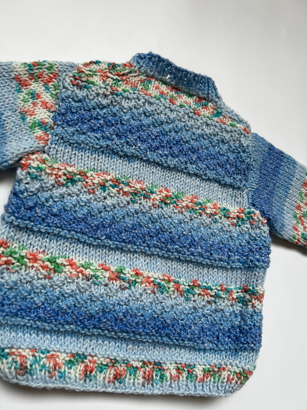 Hand Knit Blue Pattern Jumper 0-3 Months