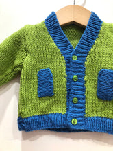 Load image into Gallery viewer, Hand Knitted Colour Block Cardigan Age 0-3 Months
