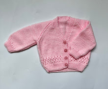 Load image into Gallery viewer, Hand Knit Pink V Neck Cardigan 3-6 months
