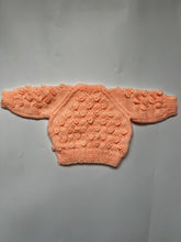 Load image into Gallery viewer, Hand Knit Peach Bobble Cardigan 0-3 months
