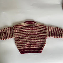 Load image into Gallery viewer, Hand Knit Burgundy and Cream Jumper 12-18 months
