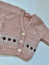 Load image into Gallery viewer, Hand Knit Pink Cardigan with Pattern Detail 0-1 months
