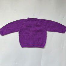 Load image into Gallery viewer, Hand Knit Bright Purple Cardigan 6-9 Months
