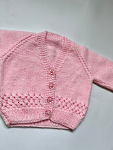 Load image into Gallery viewer, Hand Knit Pink V Neck Cardigan 3-6 months

