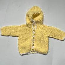 Load image into Gallery viewer, Hand Knit Hooded Lemon Cardigan 6-9 months
