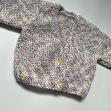 Load image into Gallery viewer, Hand Knit Purple Fleck Cardigan and Bootie set 3-6 months
