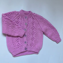 Load image into Gallery viewer, Hand Knit Pale Purple Cardigan 9-12 months

