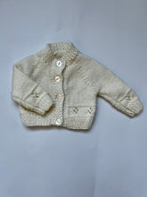 Load image into Gallery viewer, Hand Knit Off White/Cream Cardigan Newborn
