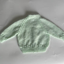 Load image into Gallery viewer, Hand Knit Mint Green Cardigan 3-6 Months
