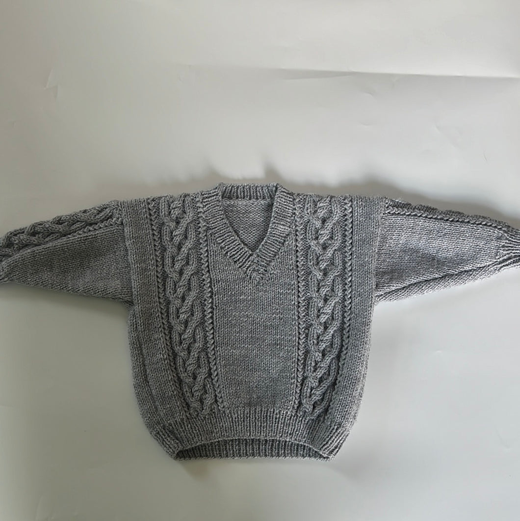 Sale: Hand Knit Grey Jumper 12-18 months