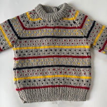 Load image into Gallery viewer, Hand Knit Multi Coloured Striped Jumper 6-12 months
