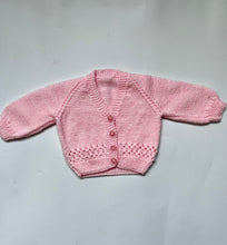 Load image into Gallery viewer, Hand Knit Pink V Neck Cardigan 3-6 months
