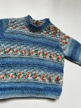 Load image into Gallery viewer, Hand Knit Blue Pattern Jumper 0-3 Months
