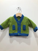 Load image into Gallery viewer, Hand Knitted Colour Block Cardigan Age 0-3 Months
