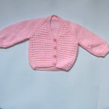 Load image into Gallery viewer, Hand Knit Pink V Neck Cardigan 6-9 months
