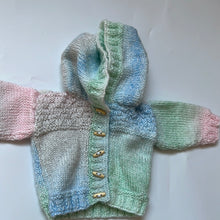 Load image into Gallery viewer, Hand Knit Rainbow Hooded Cardigan New born
