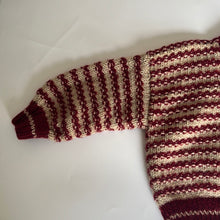 Load image into Gallery viewer, Hand Knit Burgundy and Cream Jumper 12-18 months
