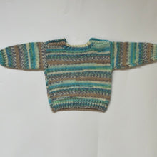 Load image into Gallery viewer, Hand Knit Blue Fleck Cardigan and Hat 0-3 months
