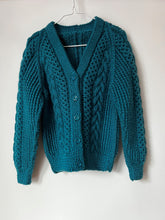 Load image into Gallery viewer, Aran Hand Knitted Cardigan - Teal Age 4-6 years
